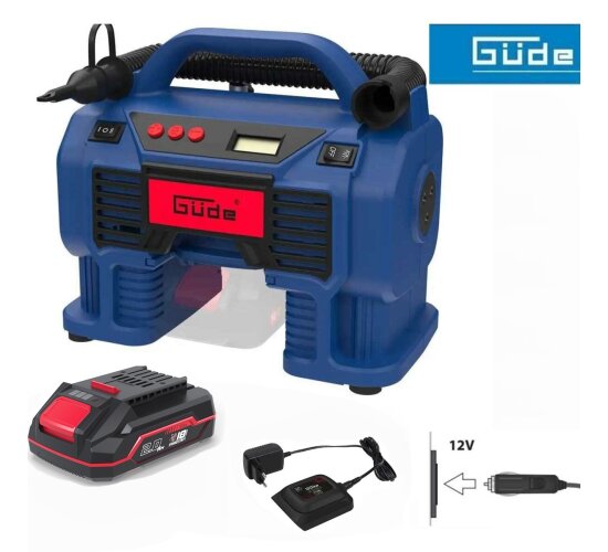 Güde 18V Kompressor K 18-05 mit Akku 2.0 Ah und Zigarettenanschluss