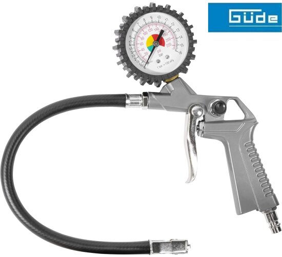 Güde Reifenfüller (Manometer, 0 - 12 bar Michelin-Metall-Ventilstecker,