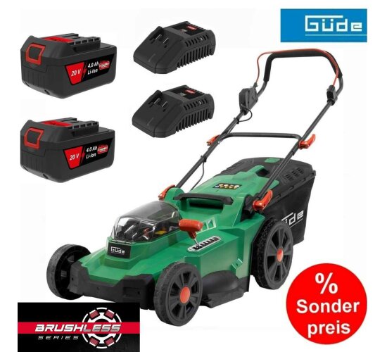 Güde Akku Rasenmäher 40V 430/40-8 + 2x 4,0 Ah Akku 2x Ladegerät 43 cm