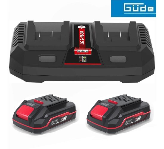 GÜDE Starterset Ladegerät LG 2-18-30 / 18V E³ Akku 2.0 Ah APPV 18-20 AP18