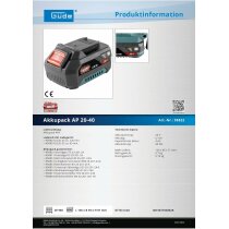 Güde AP20-40 Akku 4Ah 20V Akkupack Ersatzakku