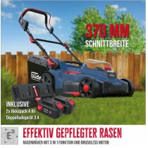 GÜDE Akku Rasenmäher RM 36/37 mit 2 x Akku 4.0 Ah Gras + Strauchschere