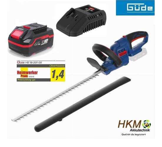 Güde Heckenschere HS 18 + Akku 4.0 Ah & 3A Ladegerät E³ Akkusystem