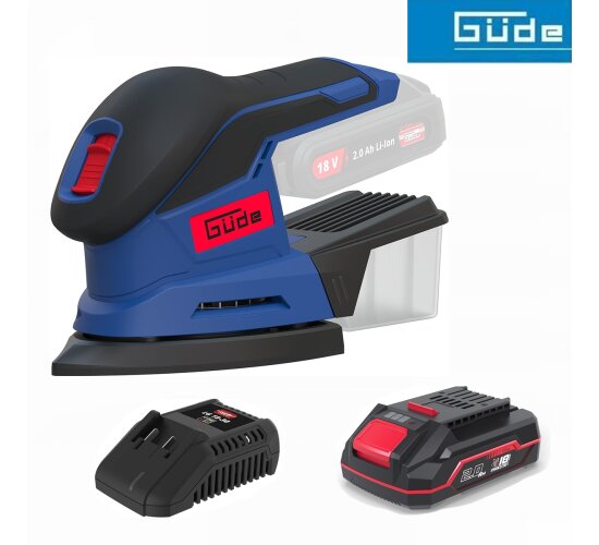 Güde Akku Deltaschleifer DS 18-0 18V mit Akku 2.0 Ah / Ladegerät