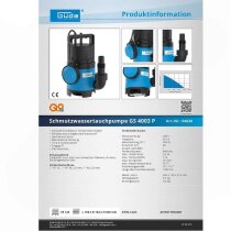 GÜDE Schmtuzwassertauchpumpe GS 4003 P 8000 l/h 400 W