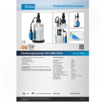 GÜDE Flachsaugerpumpe GFS 4000 INOX 9000 l/h 400 W
