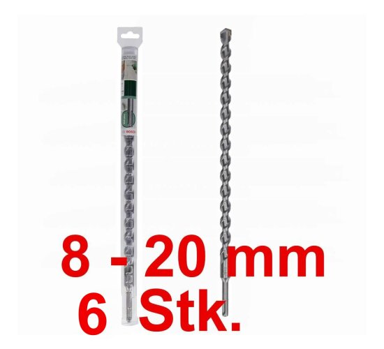 Bosch Set 6 x SDS plus Ø  8 - 20 mm x 400 x 460 mm  Hammerbohrer,8, 10, 12, 14, 16, 20 mm