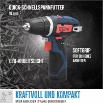 Güde 12V Akku Bohrschrauber BS 12-131-04K Koffer + Akku & Ladegerät & LED Lampe