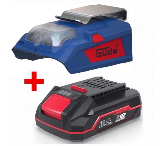 Güde 18V Akku 2.0 Ah +USB-Adapter und Lampe UAL 18-0 ohne ladegerät