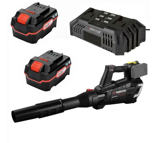 PARKSIDE PERFORMANCE 40V Turbinenlaubbläser PPTLBA 40-Li,  2 x Akku 4.0 Ah / Doppelladegerät