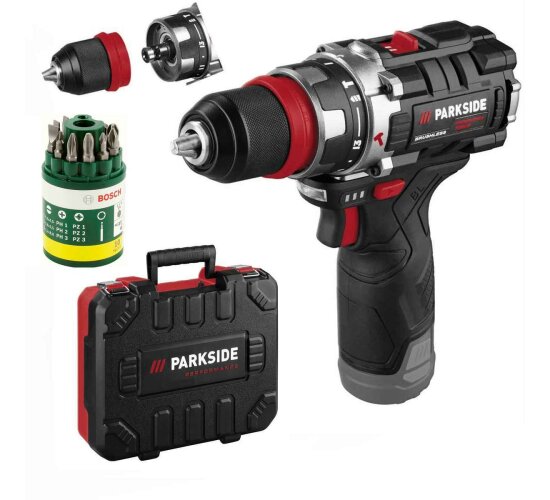 PARKSIDE PERFORMANCE 12V Akku-Schlagbohrschrauber PSBSAP 12 + Bosch Bitset 10 tlg.