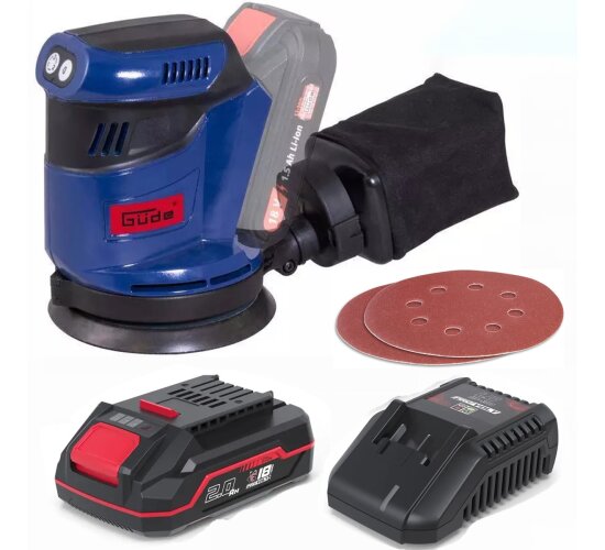 Güde Akku Exzenterschleifer EXS 18-0 Solo 18V Akku 2.0 Ah / Ladegerät)