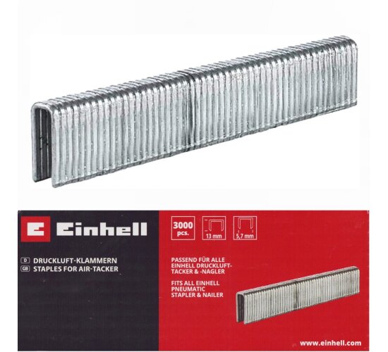Einhell Klammern 3.000 Stk, 5,7 x 13 mm für Fixetto + Druckluft-Tacker