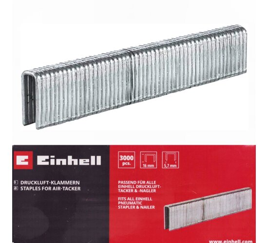 Einhell Klammern 3.000 Stk, 5,7 x 16 mm für Fixetto + Druckluft-Tacker