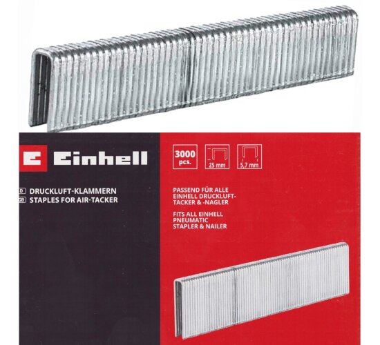Einhell Klammern 3.000 Stk, 5,7 x 25 mm für Fixetto + Druckluft-Tacker