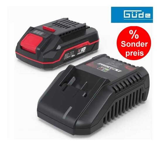 GÜDE Starterset Ladegerät + 18V E³ Systemakku 2.0 Ah LGAP 18-3020 P