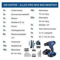 Scheppach 20V Bohrschrauber-Set C-DTB74/2-X IXES Akku 2.0 Ah 74-tlg.