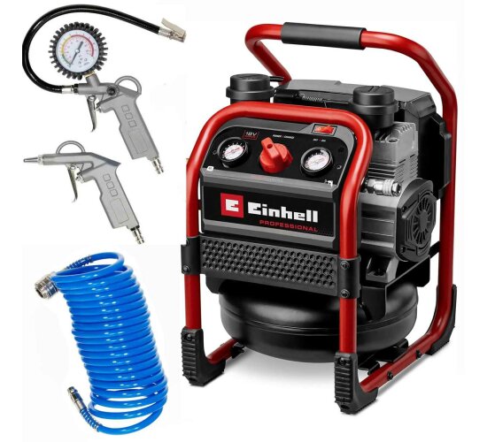 Einhell Professional Akku-Kompressor SILENZZO 18160 8 bar + Druckluft Set