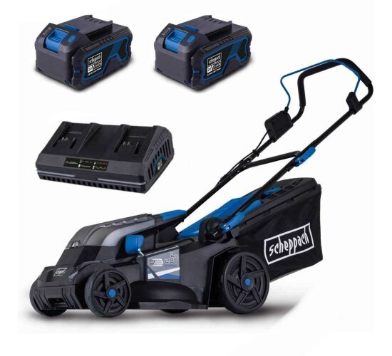 Scheppach Rasenmäher BC-MP430-X 43cm 20V 2 Akku 4.0 Ah Doppel Ladegerät IXES Serie