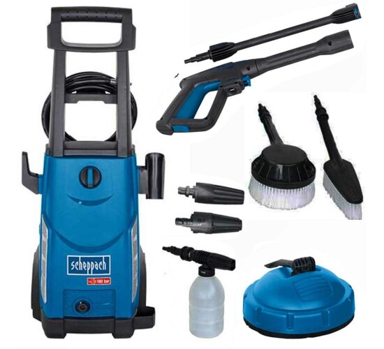 Scheppach Hochdruckreiniger HCE2400 inkl. 8-TLG. Zubehör 180bar| 2400W