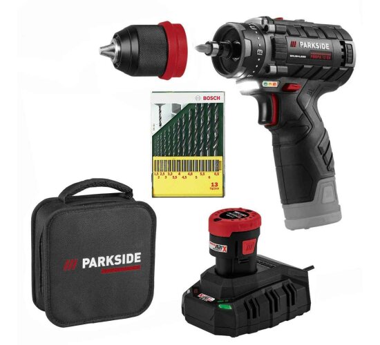 PARKSIDE PERFORMANCE 12V Bohrschrauber PBSPA 12 Akku 2.0 Ah+ Bosch Bohrerset