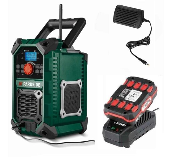 PARKSIDE DAB Akku-Baustellen Garten Radio PBRA 20-Li mit Akku 2 ah + Ladegerät