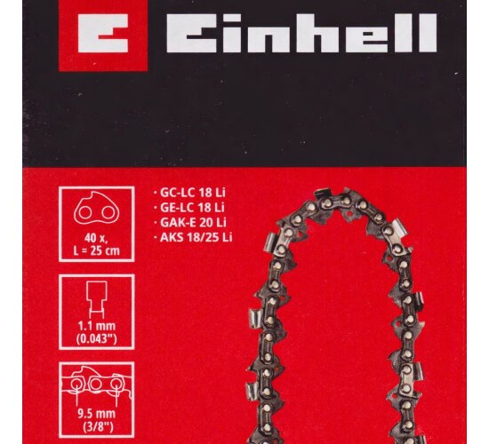 Einhell Sägekette 25, 3/8", 40 TG, 1,1 mm GE-LC 18/25 Li, GE-LC 18/25 Li