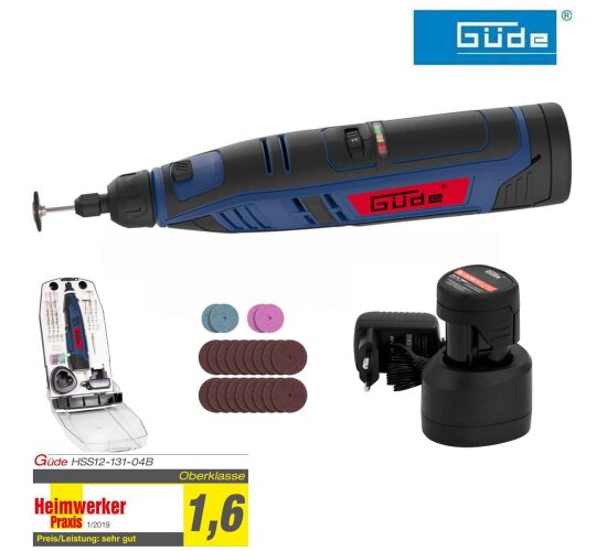 Güde 12V Akku-High-Speed-Schleifer HSS 12-131-04B mit Zubehör