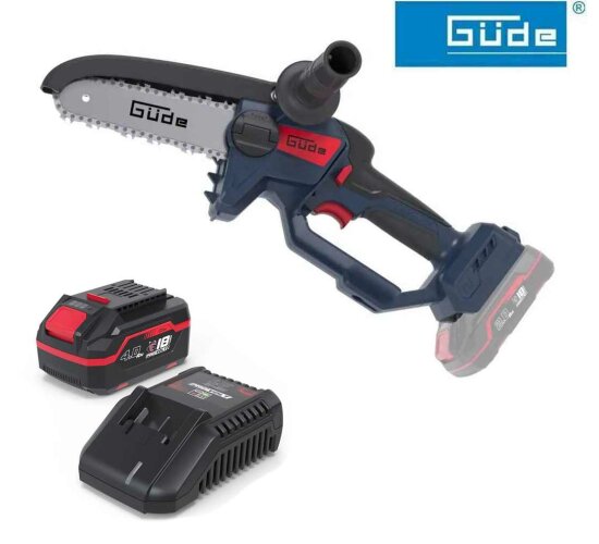 Güde Akku Astsäge GAK 18.1 Mini Kettensäge 18V, Akku 4.0 Ah Ladegerät 3 A