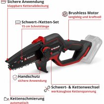 Einhell Astsäge GP-PS 18/20 Li BL-Akku 2.0 Ah Automatische Kettenschmierung