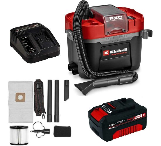 Einhell Professional Akku-Nass-Trockensauger TP-VC 18/10 Li BL mit Akku 4.0 Ah