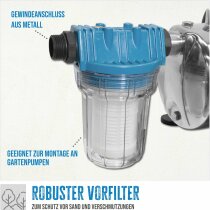Güde Gartenpumpe GP 1045 E 1000 W, 4500 l/h, Wasserfilter Saugschlauch