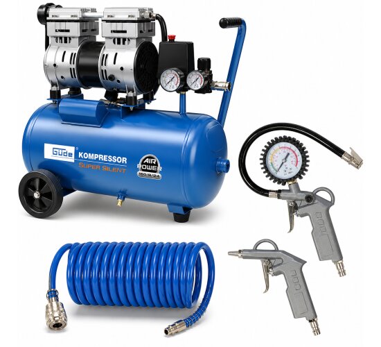 Güde Flüster Kompressor Airpower 150/8/24 SUPER SILENT nur 49 db extrem Leise + Druckluftset