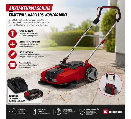Einhell Akku-Kehrmaschine TE-SW 18/610 Li- 18 V  mit Akku 2.5 Ah / Ladegerät , Power X-Change
