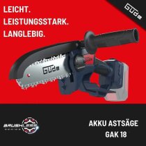 Güde Akku Astsäge GAK 18.1 Mini Kettensäge 18V, Akku 2.0 Ah Ladegerät 0,5 A, Automatische Kettenschmierung.