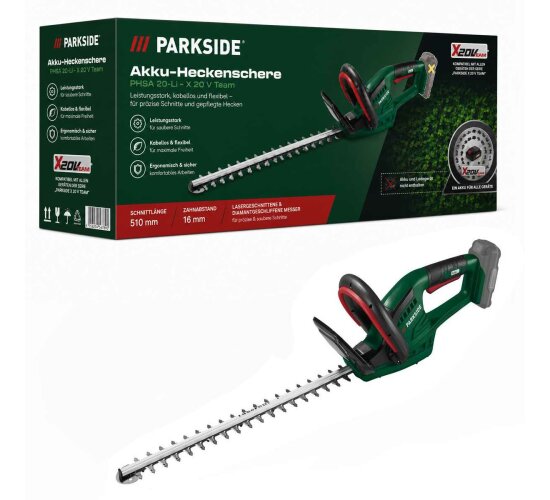 PARKSIDE Akku Heckenschere PHSA 20-Li - X 20 V Team - ohne Akku & Ladegerät