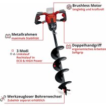 Einhell Erdbohrer GP-EA 18/150 Li BL-18 V. Ø 150 mm T 80 cm,+ Akku 4.0 Ah