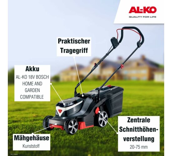 AL-KO Akku-Rasenmäher 3.82 Li Easy, 36V 38 cm, ( 2 x 18V Bosch Home + Garden )