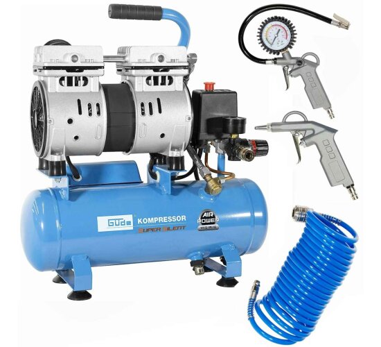 Güde Kompressor Airpower 105/8/6 SILENT 550W mit 6l < 59 dB + 3 Tlg. Set