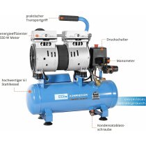 Güde Kompressor Airpower 105/8/6 SILENT 550W mit 6l < 59 dB + 3 Tlg. Set