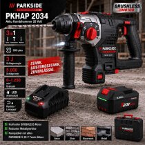 PARKSIDE PERFORMANCE 20V Akku-Kombihammer PKHAP 2034-Li  3J,  Akku 4.0 Ah, Ladegerät C3