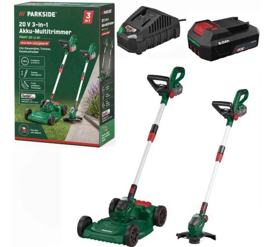 PARKSIDE 20 V 3in1-Akku -Multi Rasentrimmer PAMT 20-Li mit Akku 2 Ah / Ladegerät