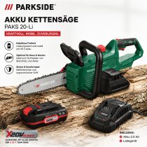 PARKSIDE Akku Kettensäge PAKS 20-Li  mit Akku 2.0 Ah...