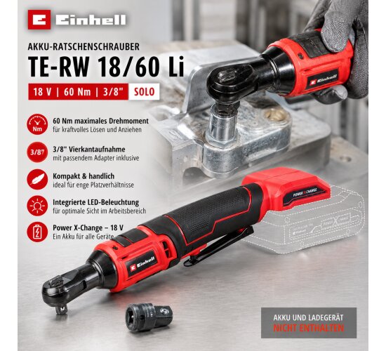 Einhell Akku-Ratschenschrauber TE-RW 18/60 Li 18 V, 60 Nm, 3/8" Solo