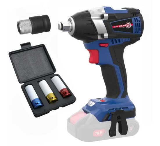 Güde Akku Schlagschrauber BSS 18 1/2-0 BL, 18V 3 Tlg, Nussset, 1/4 Hex Adapter
