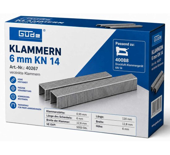 Güde Tacker Klammern 6 mm x 12,8 mm für KN 14, 5000 Stk.