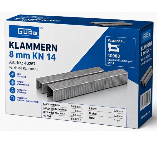 Güde Tacker Klammern 8 mm x 12,8 mm für KN 14, 5000 Stk.