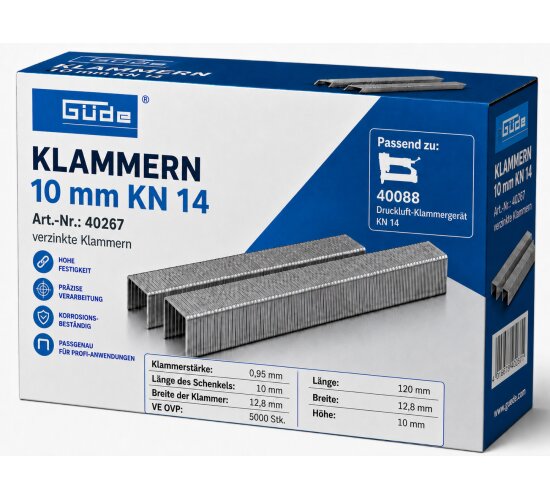 Güde Tacker Klammern 10 mm x 12,8 mm für KN 14, 5000 Stk.