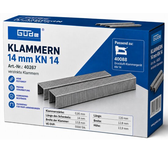 Güde Tacker Klammern 12 mm x 12,8 mm für KN 14, 5000 Stk.