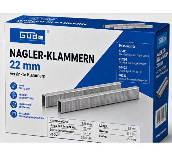 Güde Nagler-Klammern 22 mm x 5,7 mm 2500 Stk Verzinkt